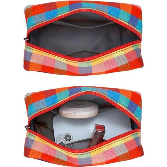 Small Canvas Makeup Bag Travel Toiletry Organizer Cosmetic Pouch Zipper Case - Picture 6 of 7